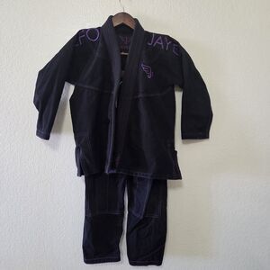 Jayefo Kids BJJ Gi Black Purple Brazilian Jiu Jitsu Kimono Uniform Set K0